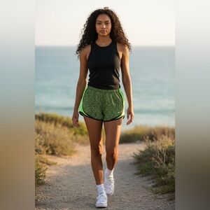 Nike Sz medium dri fit lined neon green running shorts waist 11” 12 “ length